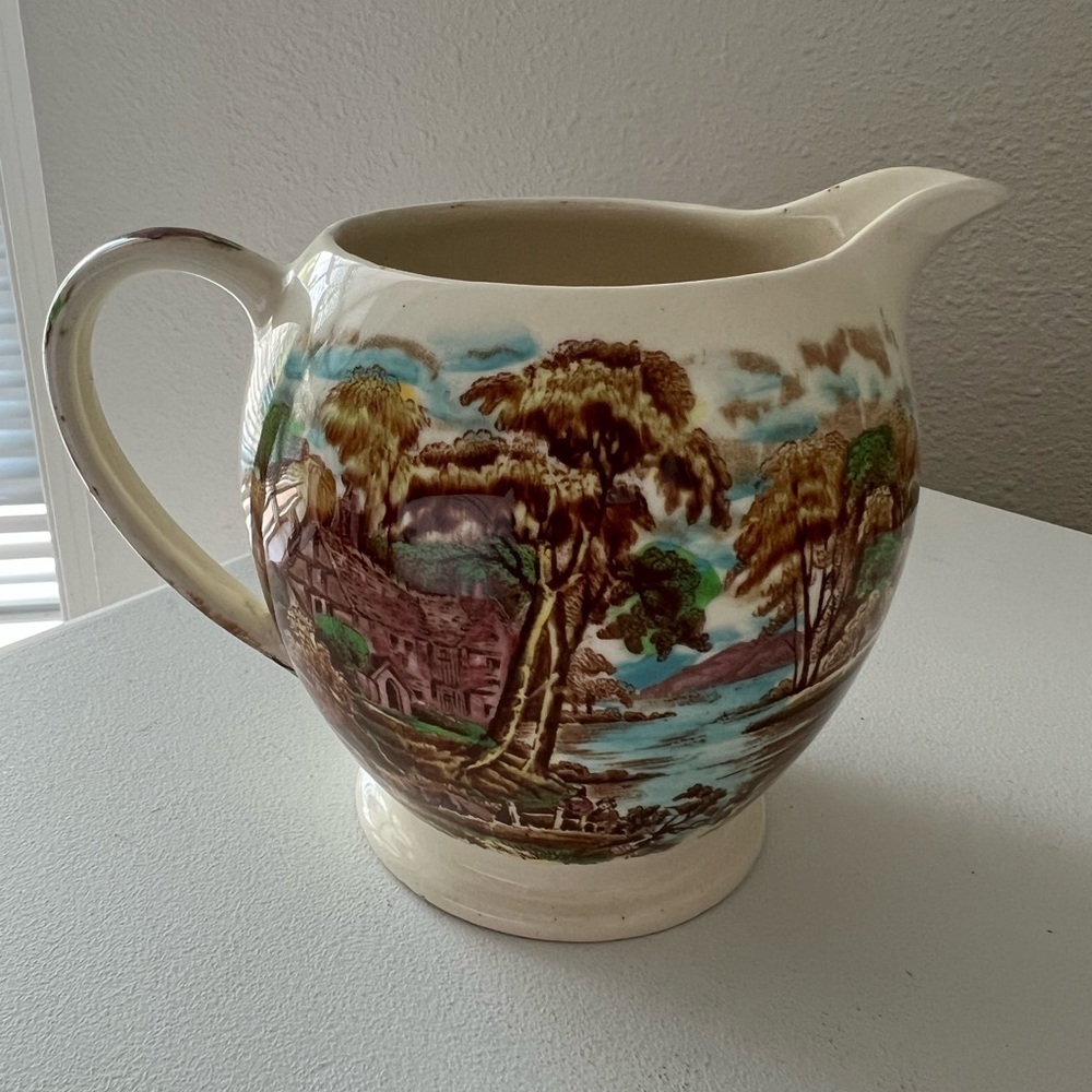 Vintage Sadler English China | The Old Mill Cream Pitcher | Vibrant